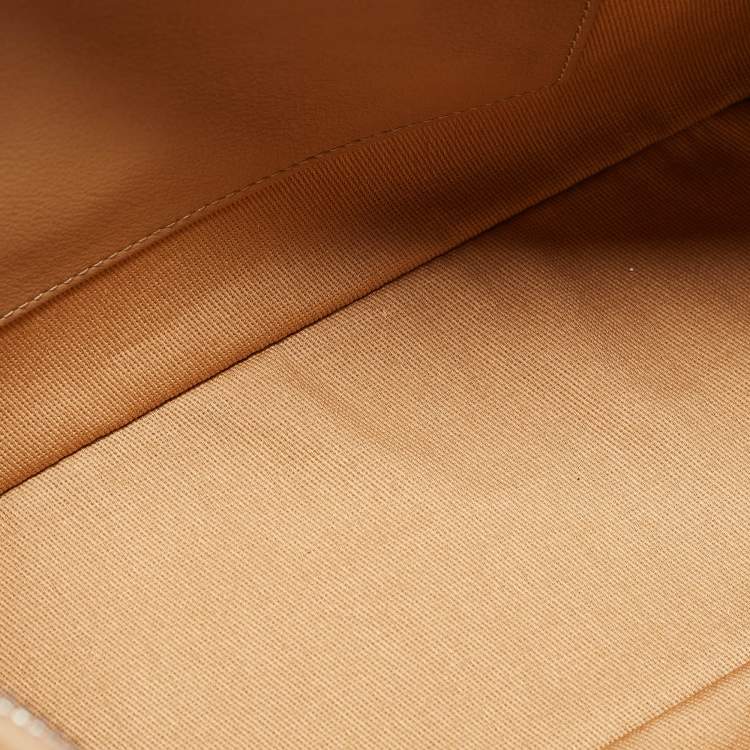 Pre Owned Salvatore Ferragamo Light Brown Leather Zip Pouch