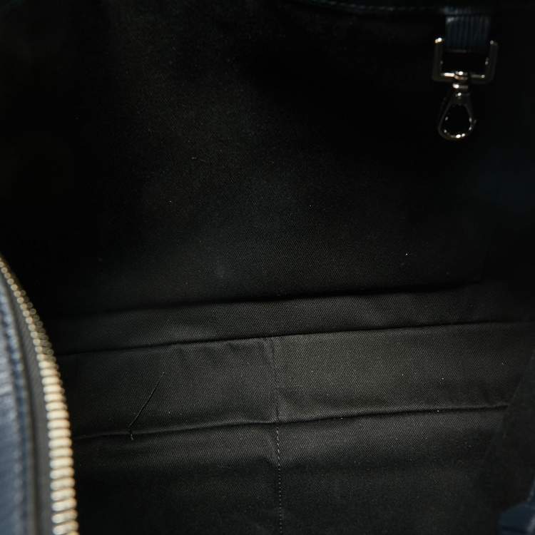 Pre Owned Salvatore Ferragamo Navy Blue Leather Zip Briefcase Bag