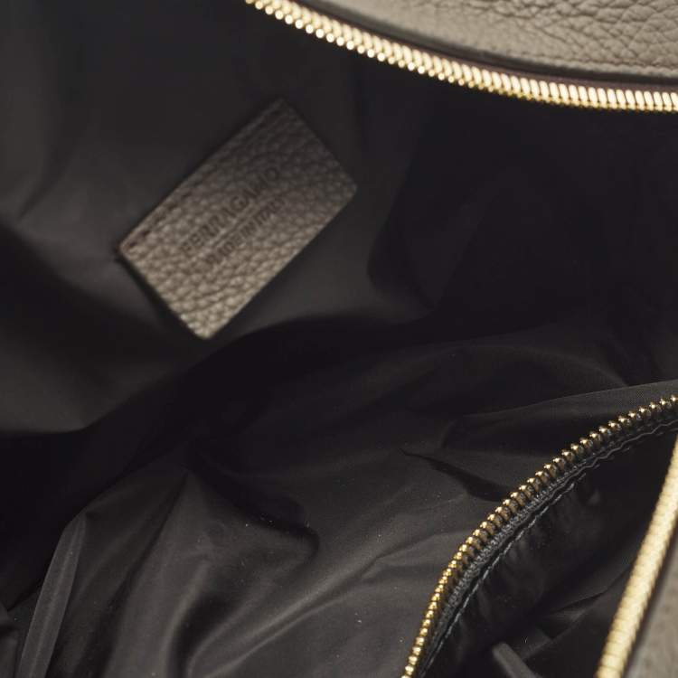 Pre Owned Salvatore Ferragamo Choco Brown Gancini Embossed Leather Toiletry Pouch