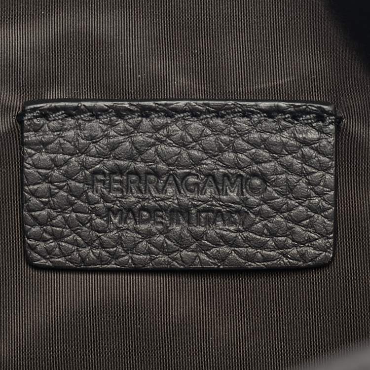 Pre Owned Salvatore Ferragamo Black Gancini Embossed Leather Toiletry Pouch