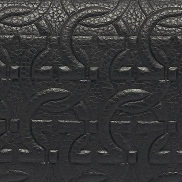 Pre Owned Salvatore Ferragamo Black Gancini Embossed Leather Toiletry Pouch