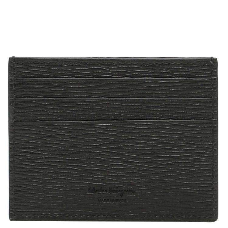 Pre Owned Salvatore Ferragamo Black Leather Card holder 