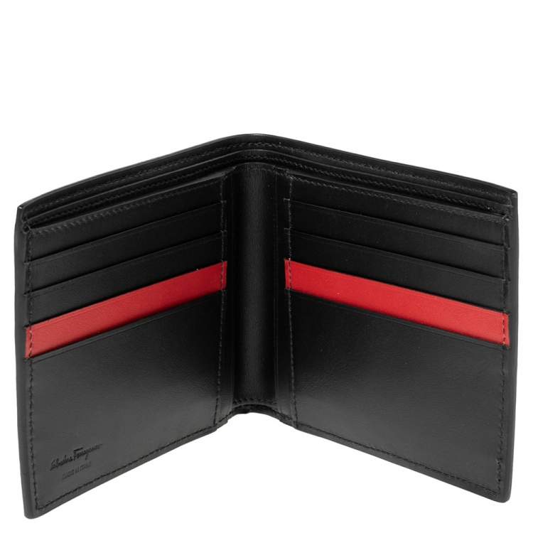 Pre Owned Salvatore Ferragamo Beige/Black Signature Coated Canvas Bifold Wallet