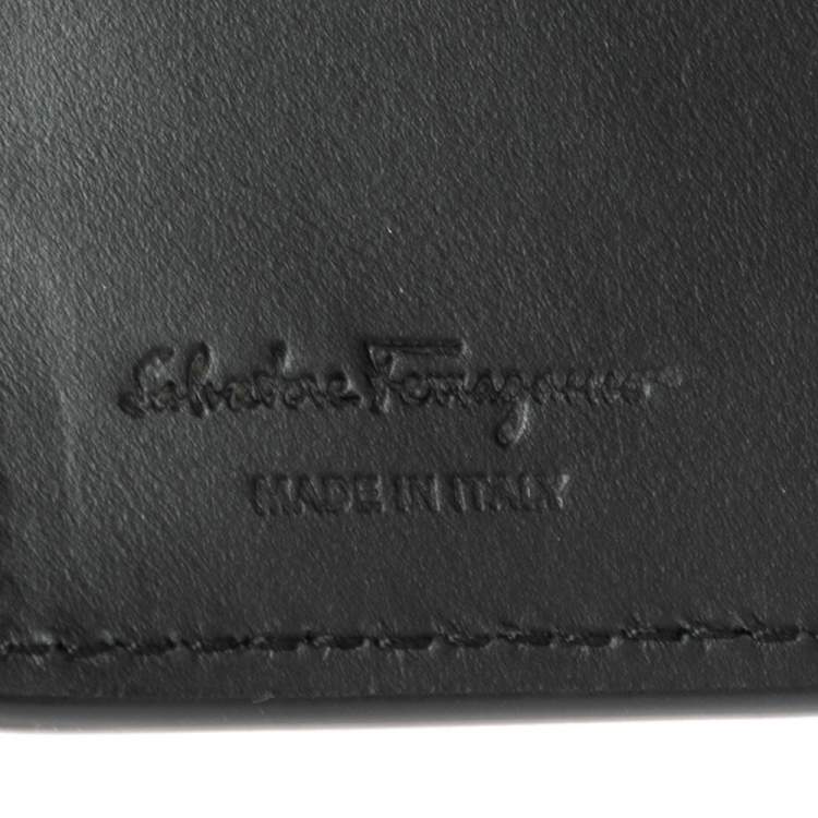 Pre Owned Salvatore Ferragamo Beige/Black Signature Coated Canvas Bifold Wallet