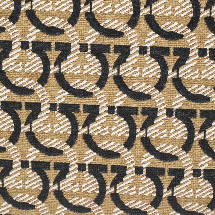 Pre Owned Salvatore Ferragamo Beige/Black Signature Coated Canvas Bifold Wallet