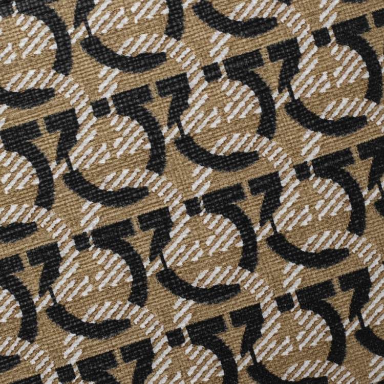 Pre Owned Salvatore Ferragamo Beige/Black Gancini Print Canvas Bifold Wallet