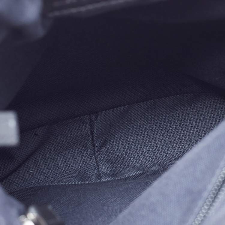 Pre Owned Salvatore Ferragamo Black/Grey Gancini Print Coated Canvas and Leather Messenger Bag