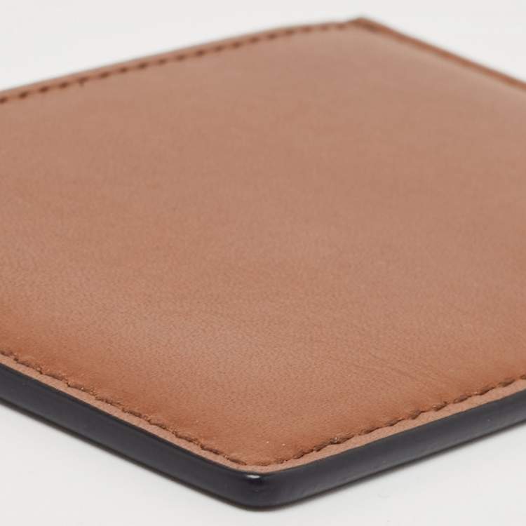 Pre Owned Salvatore Ferragamo Brown/Blue Leather Gancini Card Holder