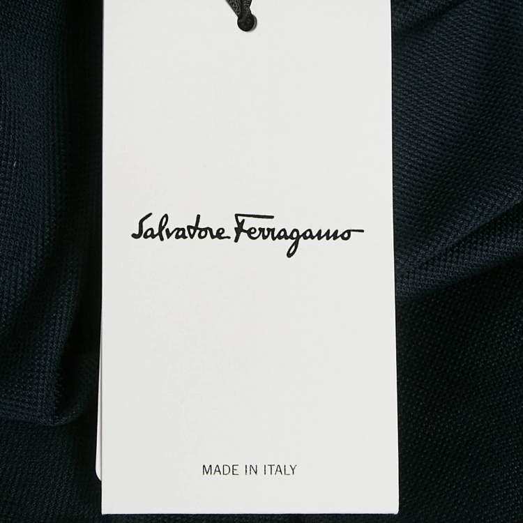 Pre Owned Salvatore Ferragamo Navy Blue Cotton Pique Polo T-Shirt S