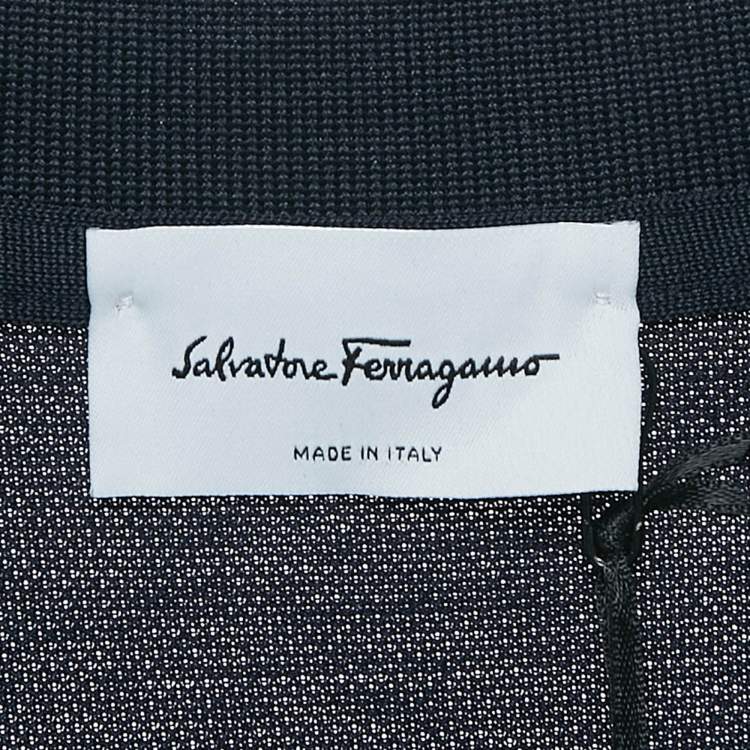 Pre Owned Salvatore Ferragamo Navy Blue Cotton Pique Polo T-Shirt S