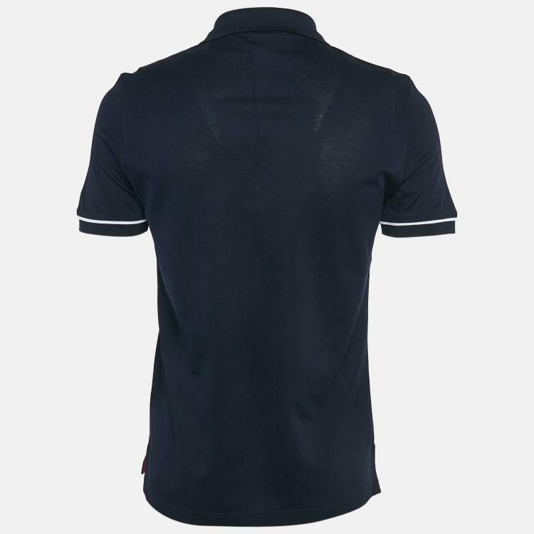 Pre Owned Salvatore Ferragamo Navy Blue Cotton Pique Polo T-Shirt S