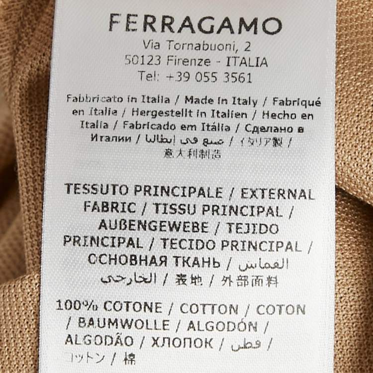 Pre Owned Salvatore Ferragamo Beige Cotton Pique Polo T-Shirt S