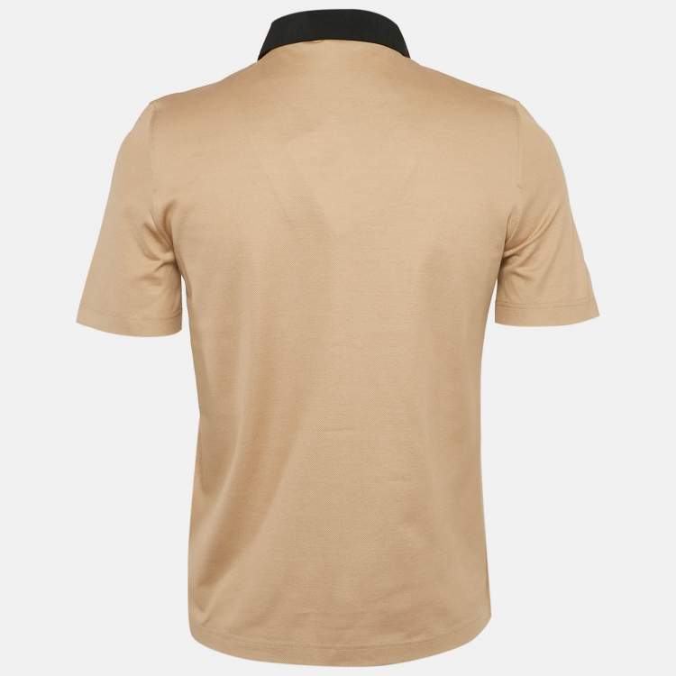 Pre Owned Salvatore Ferragamo Beige Cotton Pique Polo T-Shirt S