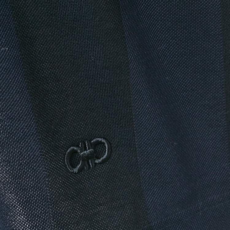 Pre Owned Salvatore Ferragamo Navy Blue/Black Stripe Short Sleeve Polo T-Shirt XXXL