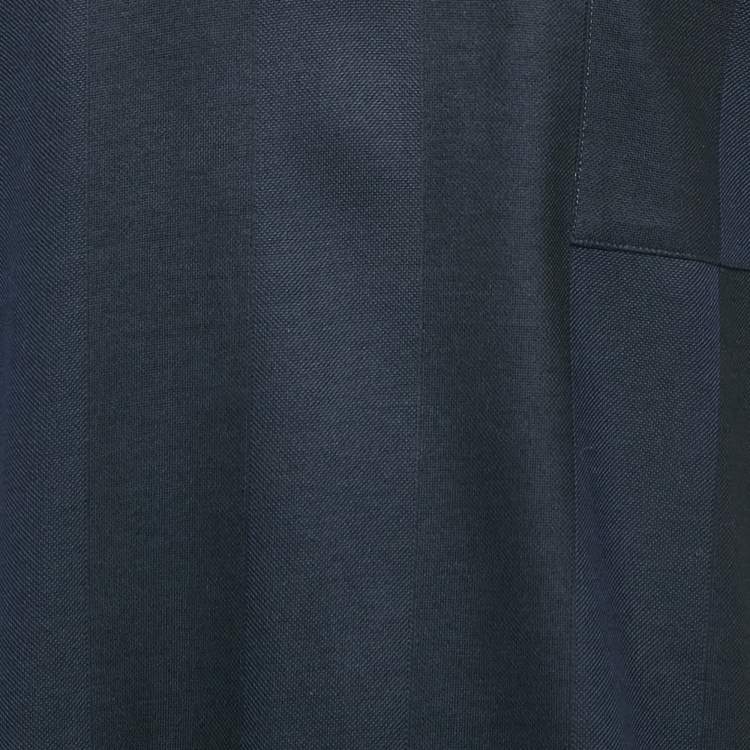 Pre Owned Salvatore Ferragamo Navy Blue/Black Stripe Short Sleeve Polo T-Shirt XXXL