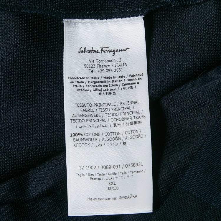 Pre Owned Salvatore Ferragamo Navy Blue/Black Stripe Short Sleeve Polo T-Shirt XXXL