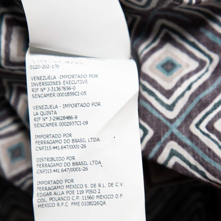 Pre Owned Salvatore Ferragamo Multicolored Geometric Printed Cotton Button Front Shirt L 