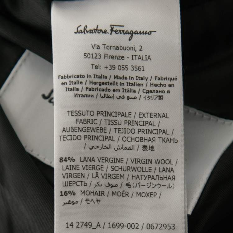 Pre Owned Salvatore Ferragamo Black Wool Single Breasted Blazer L