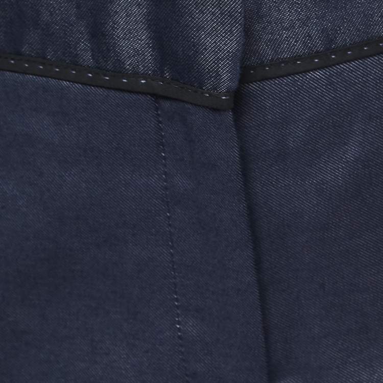 Pre Owned Salvatore Ferragamo Blue Cotton & Silk Trousers S