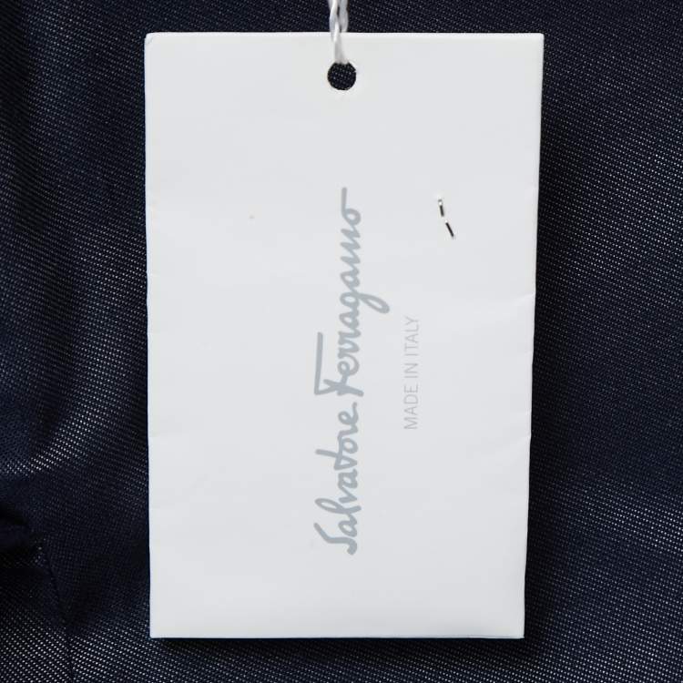 Pre Owned Salvatore Ferragamo Blue Cotton & Silk Trousers S