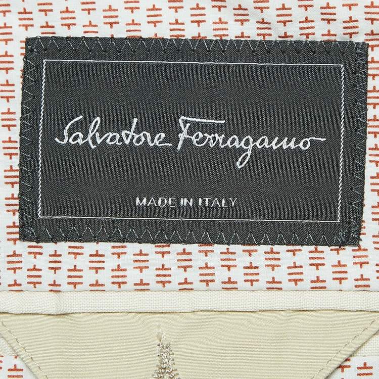 Pre Owned Salvatore Ferragamo Beige Cotton Single-Breasted Blazer XXL