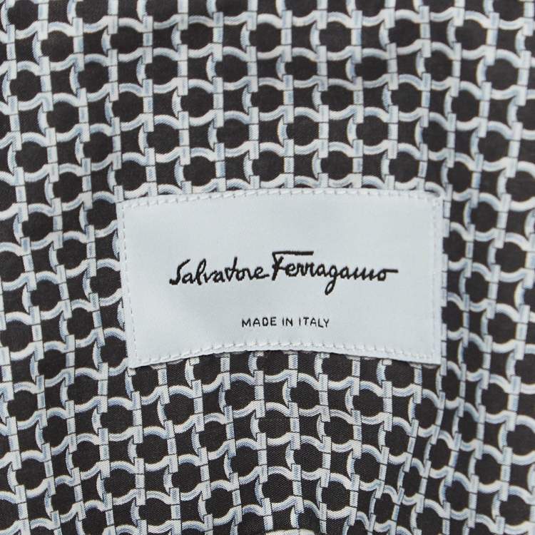 Pre Owned Salvatore Ferragamo Black Gancini Print Cotton Long Sleeve Shirt XL