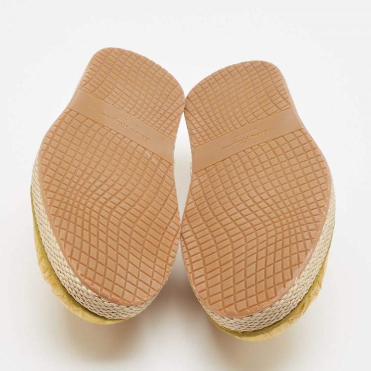 Pre Owned Salvatore Ferragamo Yellow Crocodile Leather Lampedusa Slip On Espadrille Size 43