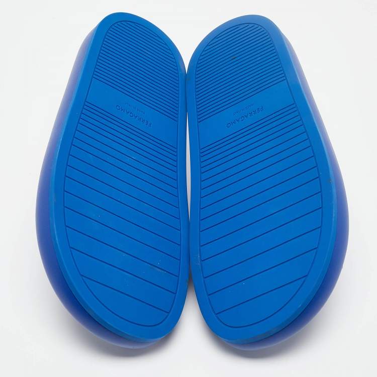 Pre Owned Salvatore Ferragamo Blue Leather Dolce Sandals Size 44