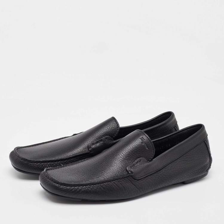 Pre Owned Salvatore Ferragamo Black Leather Gardel Slip On Loafers Size 41.5