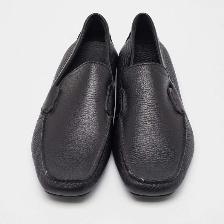 Pre Owned Salvatore Ferragamo Black Leather Gardel Slip On Loafers Size 41.5