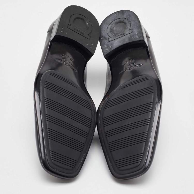 Pre Owned Salvatore Ferragamo Black Leather Slip On Loafers Size 41.5