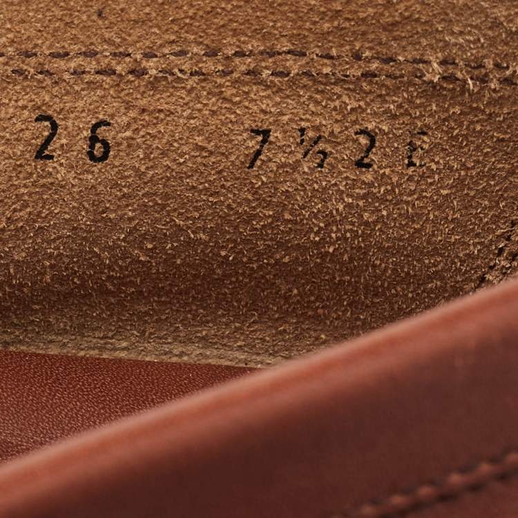 Pre Owned Salvatore Ferragamo Brown Leather Gancini Penny Loafers Size 41.5