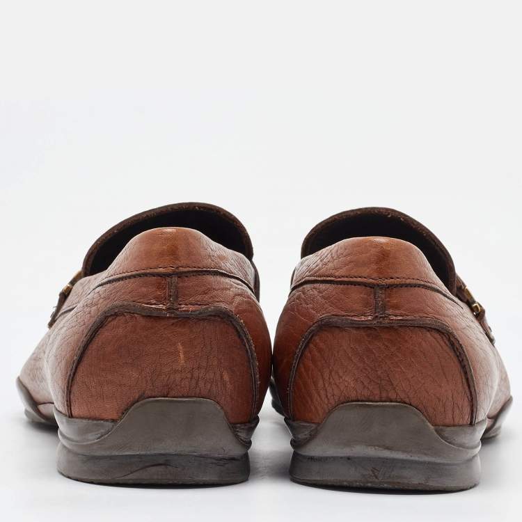 Pre Owned Salvatore Ferragamo Tan Leather Slip On Loafers Size 41.5