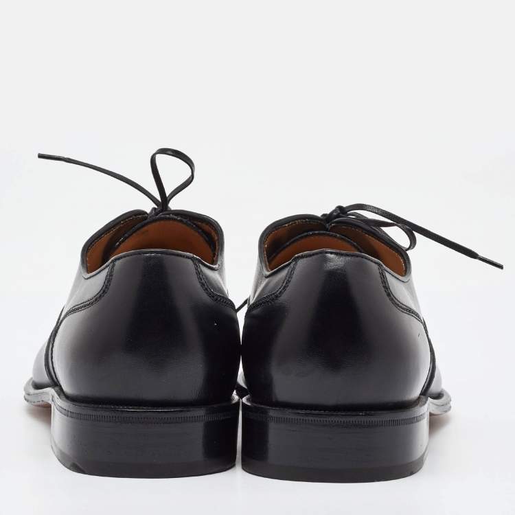 Pre Owned Salvatore Ferragamo Black Leather Lace Up Oxfords Size 41.5