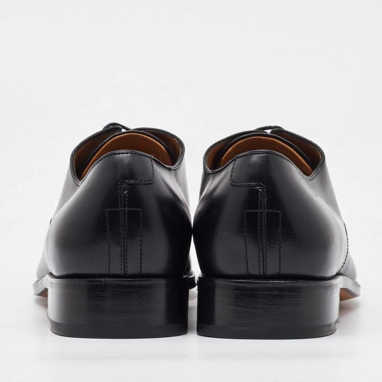 Pre Owned Salvatore Ferragamo Black Leather Lace Up Derby Size 41.5