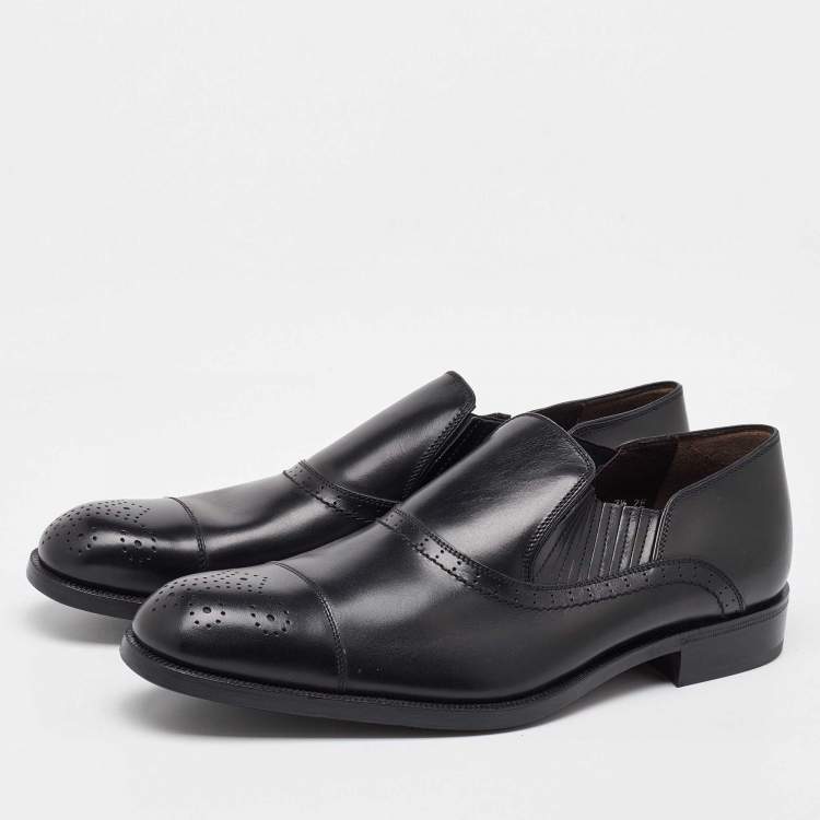 Pre Owned Salvatore Ferragamo Black Leather Slip On Loafers Size 41.5