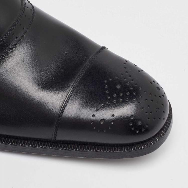 Pre Owned Salvatore Ferragamo Black Leather Slip On Loafers Size 41.5