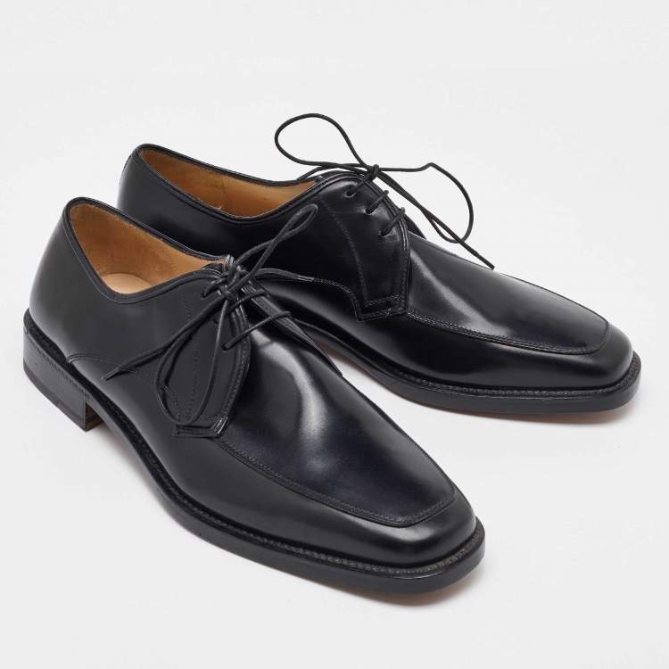 Pre Owned Salvatore Ferragamo Black Leather Lace Up Derby Size 41.5