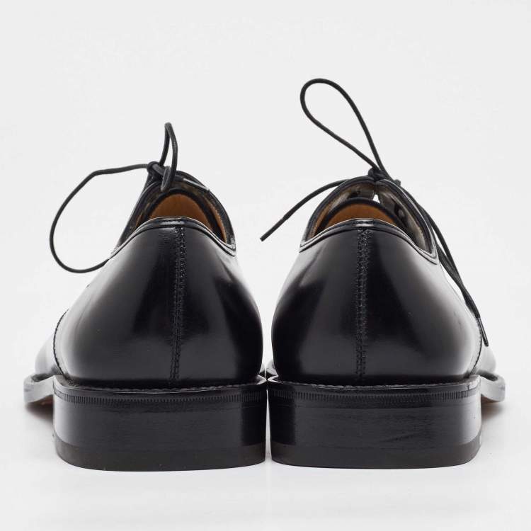 Pre Owned Salvatore Ferragamo Black Leather Lace Up Derby Size 41.5