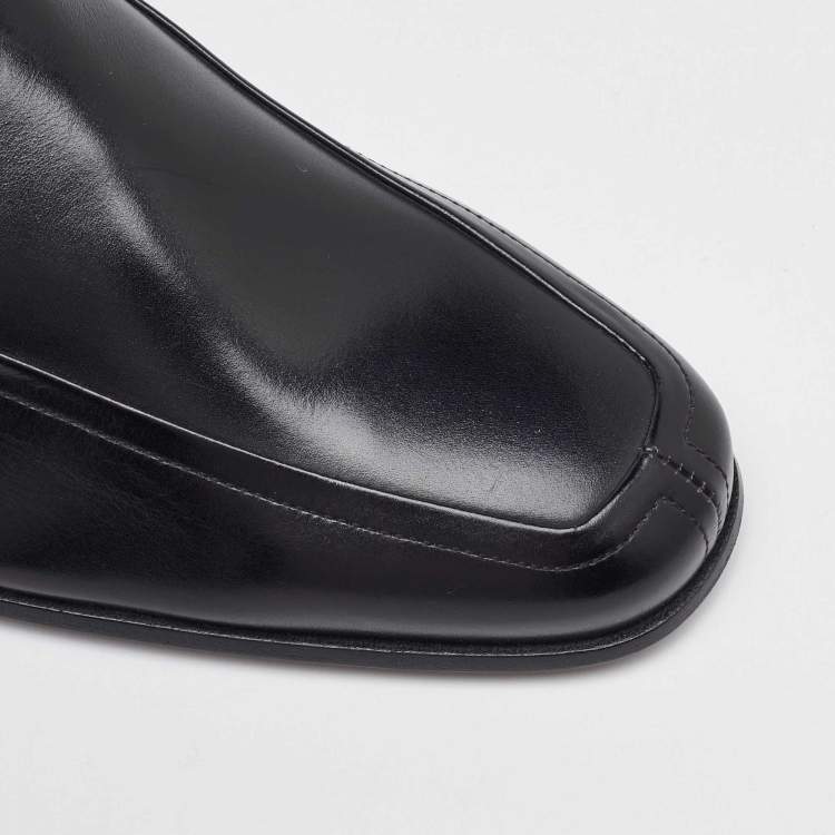 Pre Owned Salvatore Ferragamo Black Leather Lace Up Derby Size 41.5