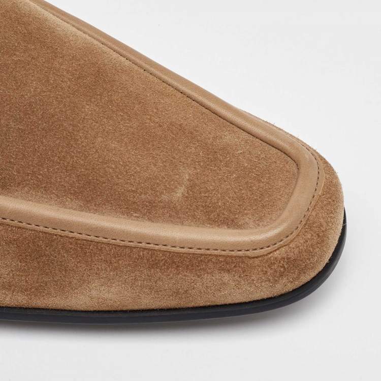 Pre Owned Salvatore Ferragamo Beige Suede Slip On Loafers Size 41.5