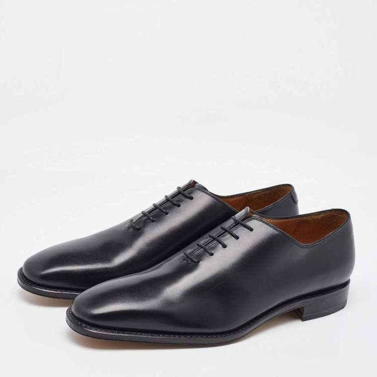 Pre Owned Salvatore Ferragamo Black Leather Lace Up Oxfords Size 41.5