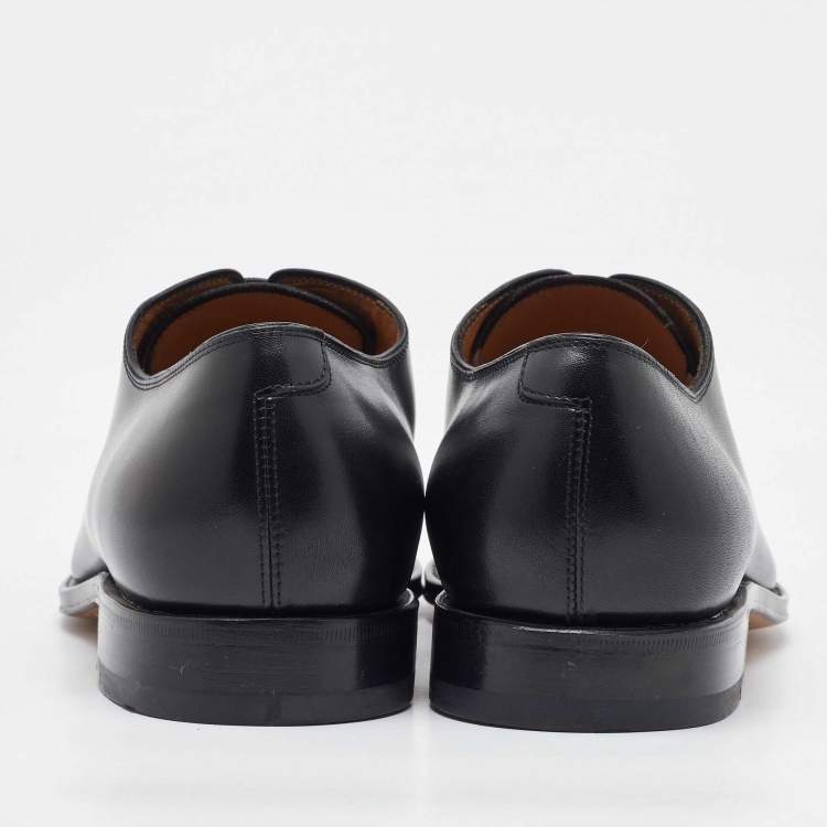 Pre Owned Salvatore Ferragamo Black Leather Lace Up Oxfords Size 41.5