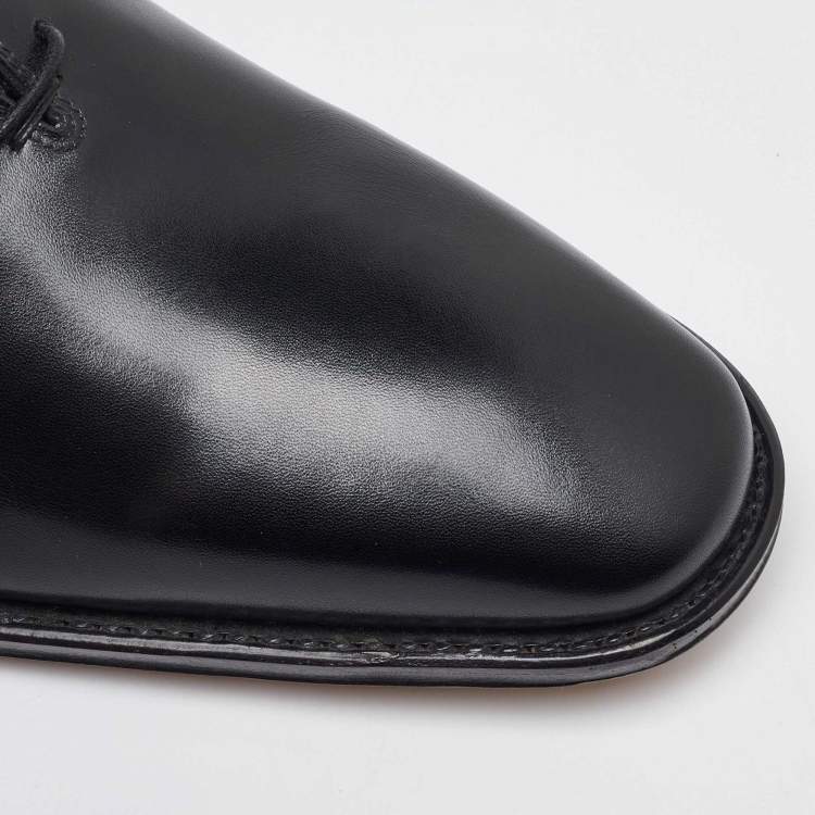 Pre Owned Salvatore Ferragamo Black Leather Lace Up Oxfords Size 41.5