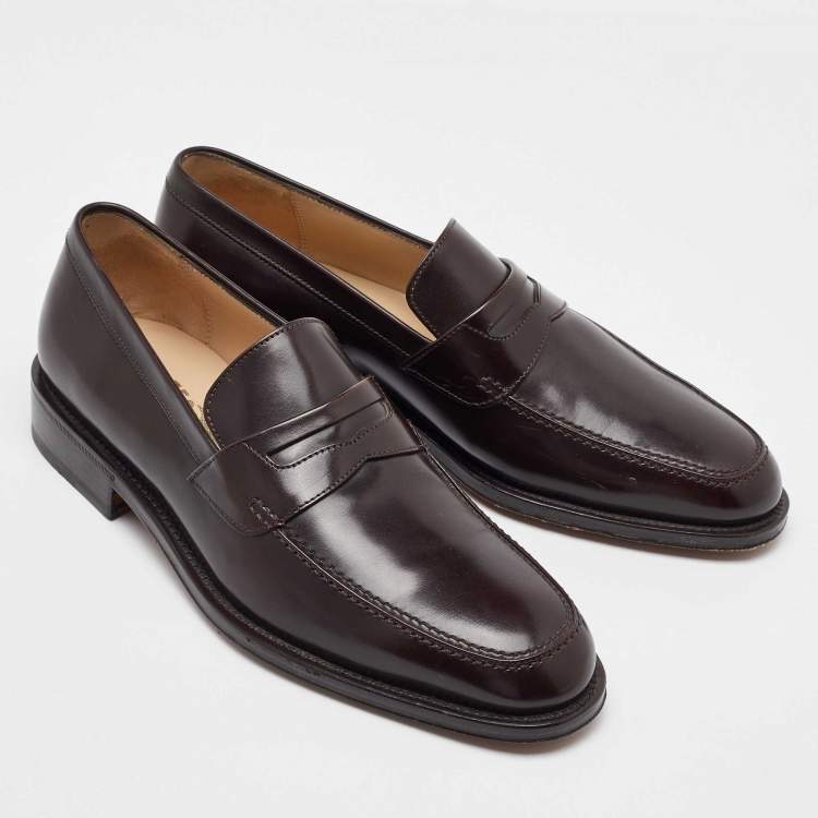 Pre Owned Salvatore Ferragamo Dark Brown Leather Penny Loafers Size 41.5