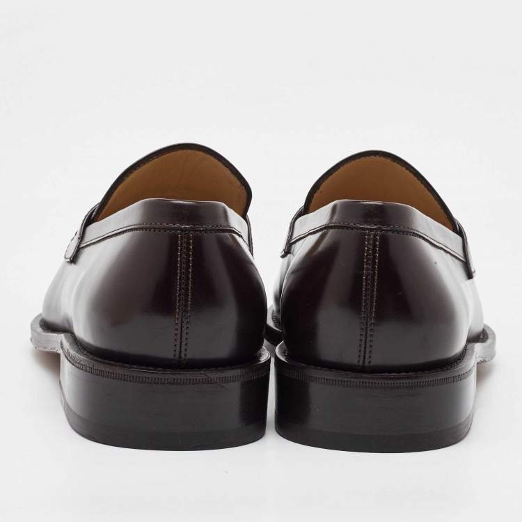 Pre Owned Salvatore Ferragamo Dark Brown Leather Penny Loafers Size 41.5