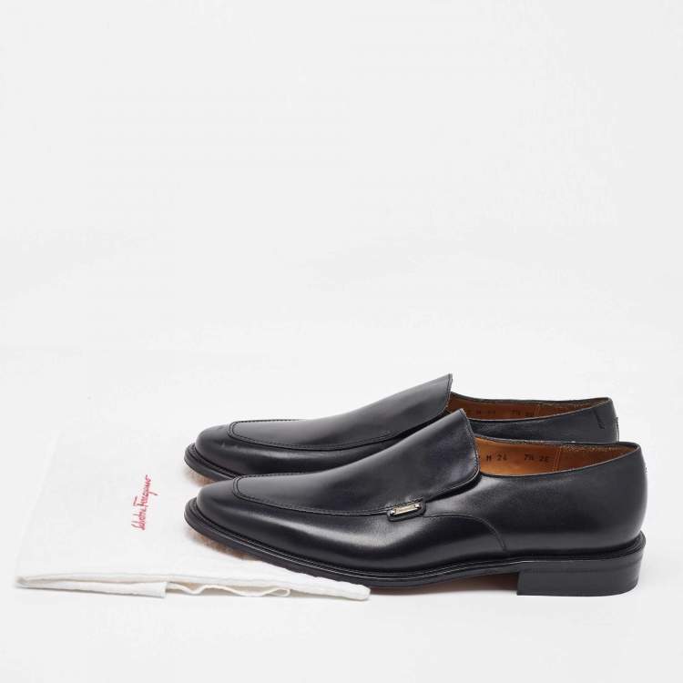 Pre Owned Salvatore Ferragamo Black Leather Slip On Penny Loafers Size 41.5
