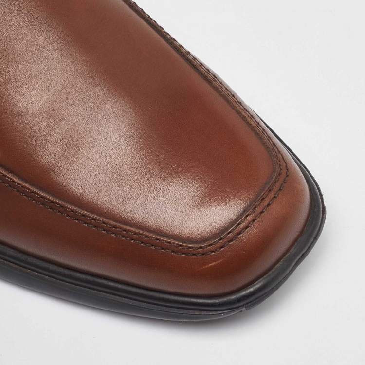 مملوكة مسبقًا Salvatore Ferragamo Brown Leather Slip On Loafers Size 41.5