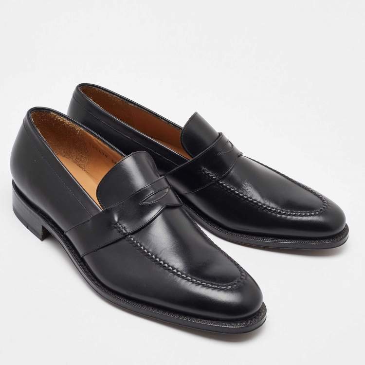 Pre Owned Salvatore Ferragamo Black Leather Slip On Penny Loafers Size 41.5