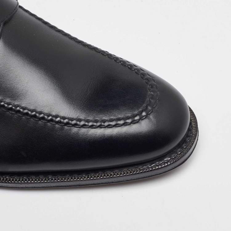 Pre Owned Salvatore Ferragamo Black Leather Slip On Penny Loafers Size 41.5